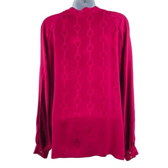 Rare Vintage Gucci Collector Burgundy Silk Horseshoe Motif Blouse | Circa 1970s - Picture 5 of 8